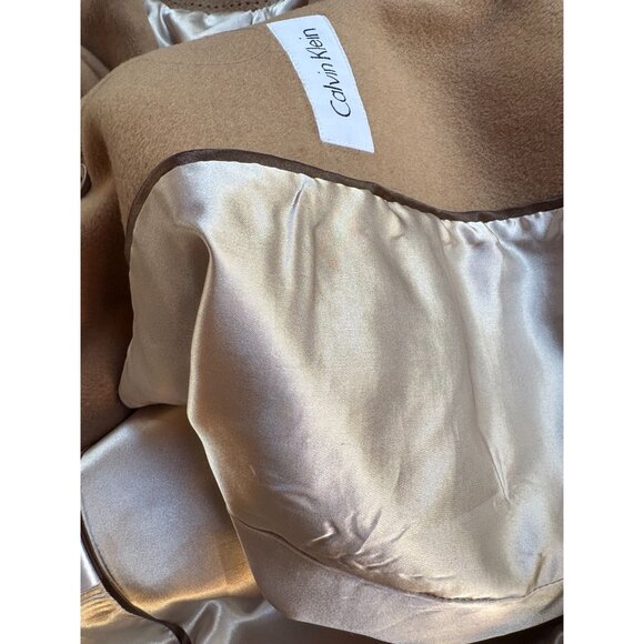 Calvin Klein Womens Camel Wool-Blend Coat Button Front Size 14 Timeless Outerwe - Picture 9 of 11
